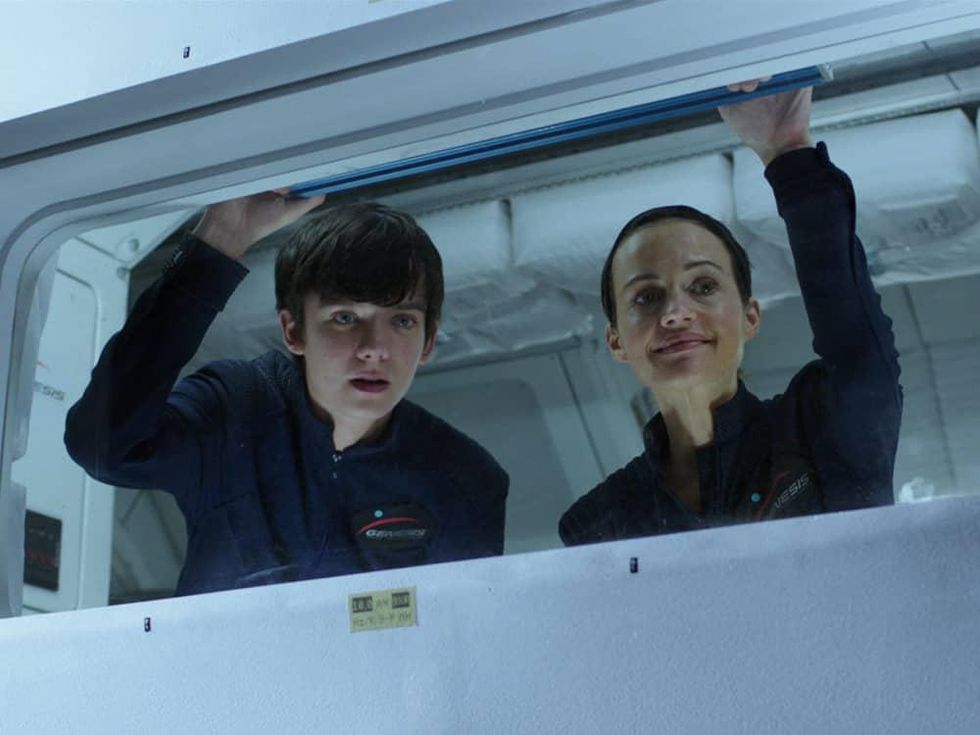 Asa Butterfield and Carla Gugino in The Space Between Us