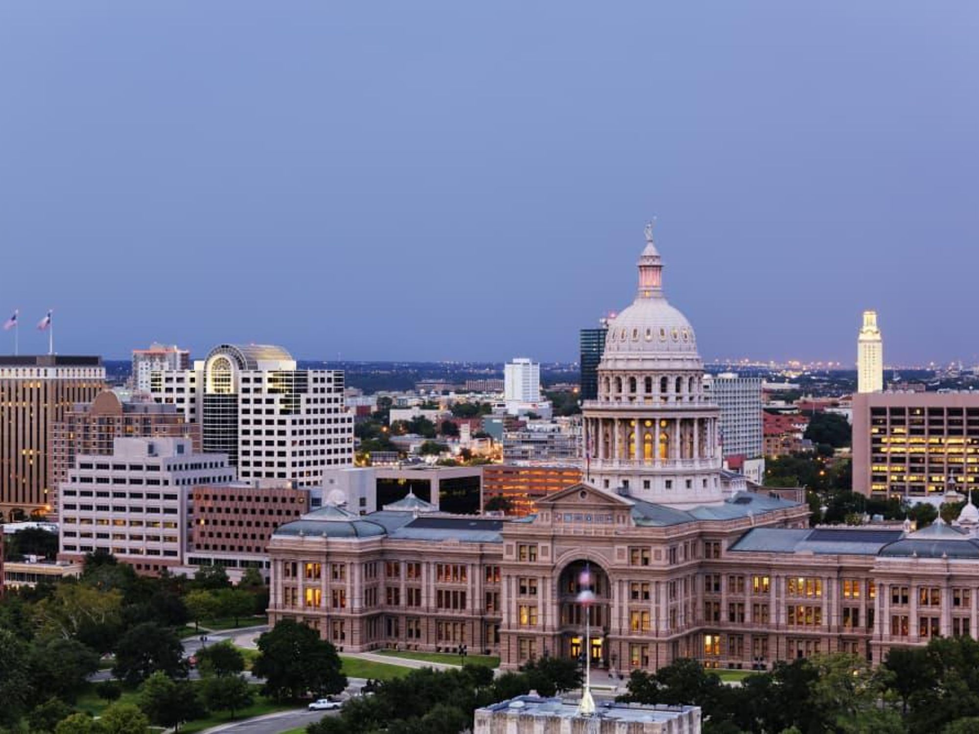 Austin cityscape with the Texas state capitol