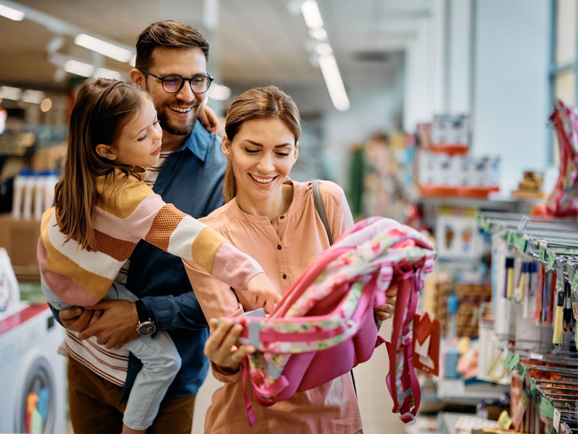 back-to-school shopping, family, school supplies