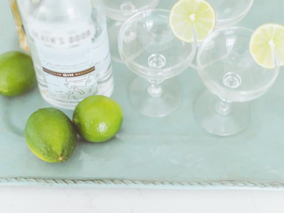 Bar stocked with gin and limes