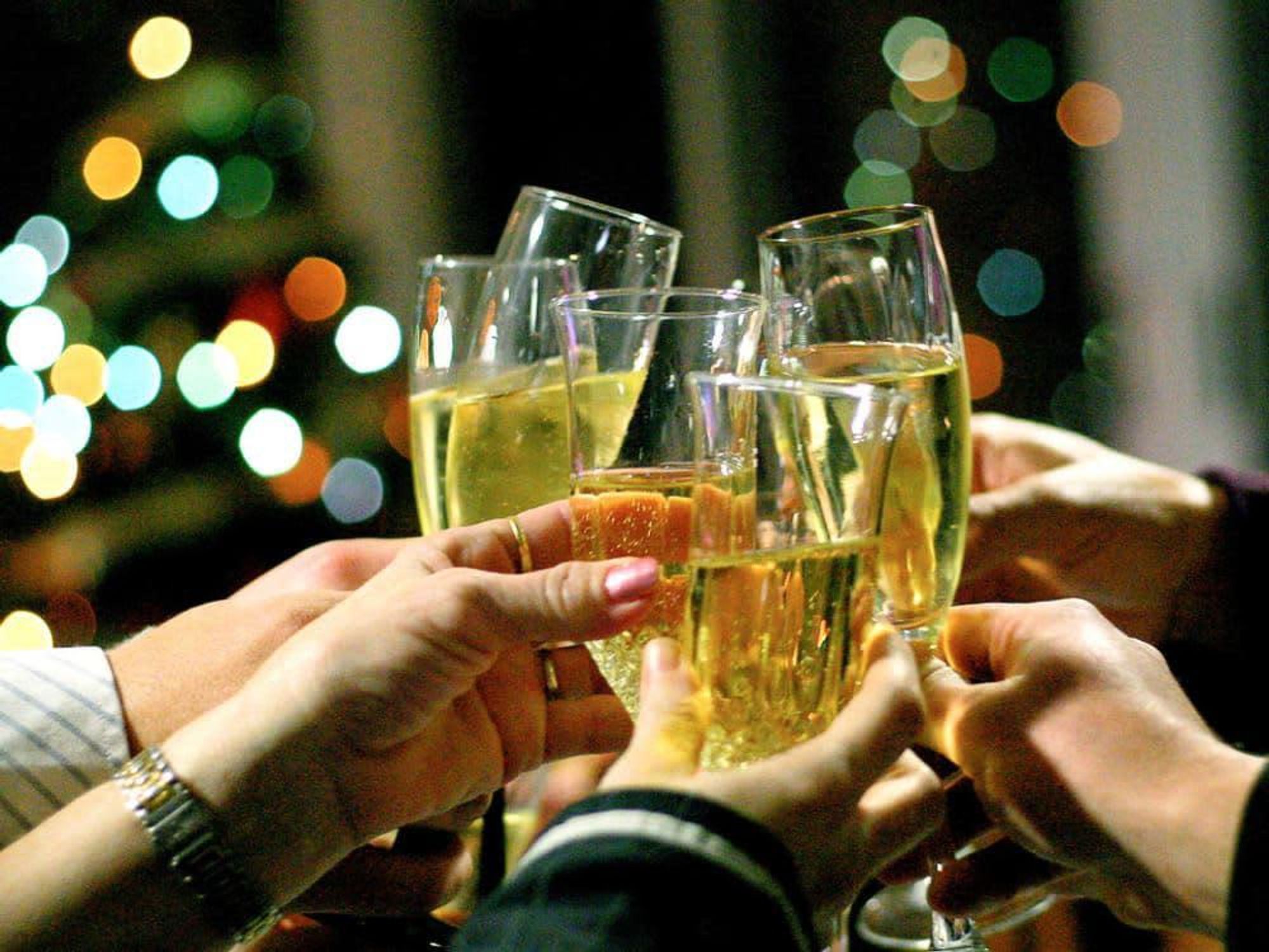 Champagne toast on New Year's Eve