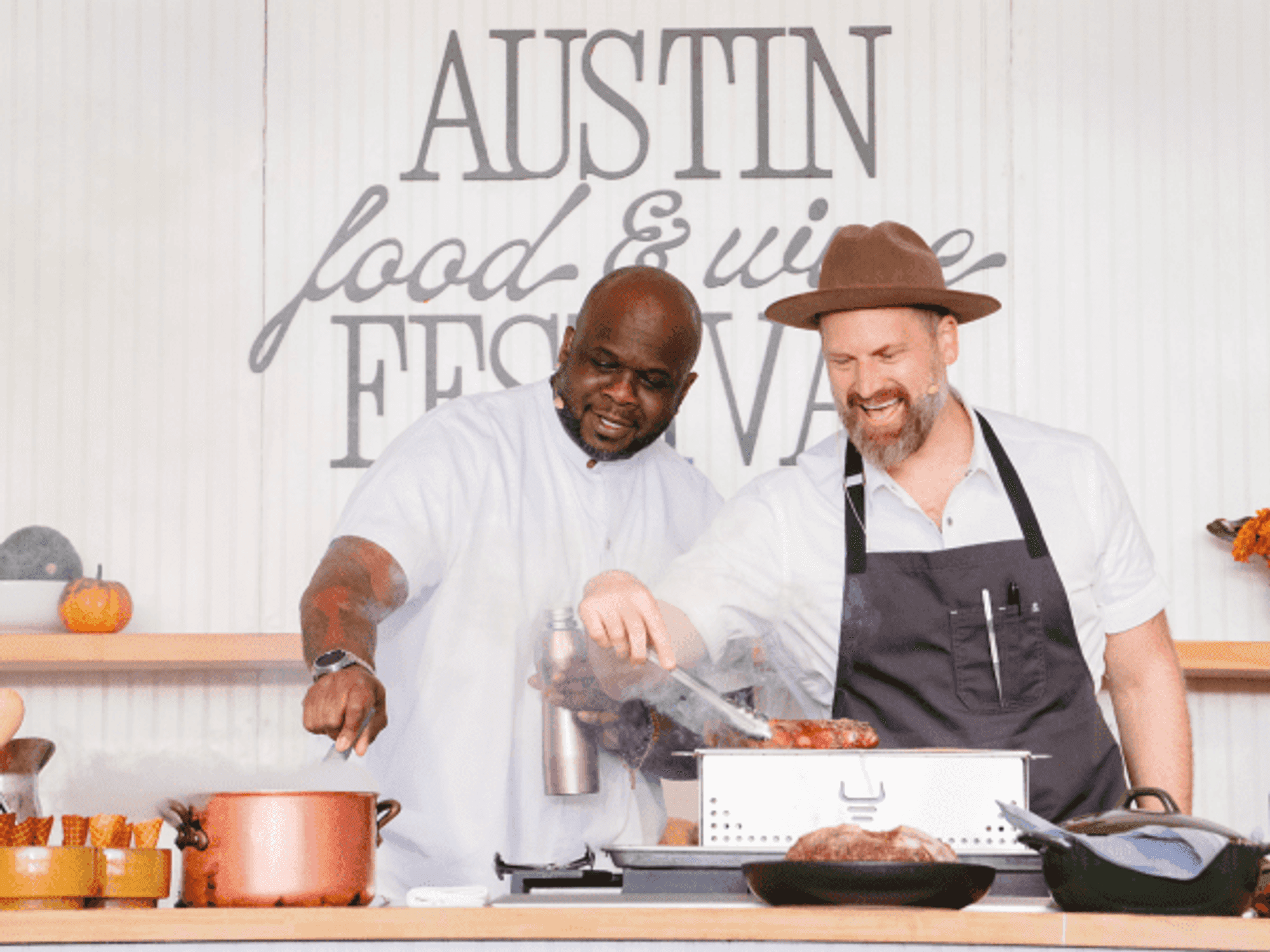 Chefs Tavel Bristol-Joseph and Kevin Fink Chef Demo at Austin Food & Wine Festival 2025