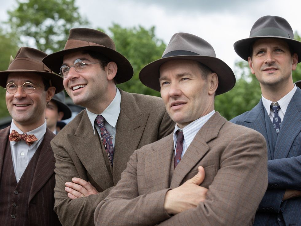 Chris Diamantopoulos, James Wolk, and Joel Edgerton in The Boys in the Boat