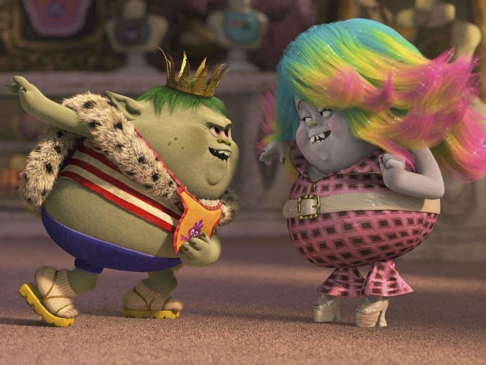 Christopher Mintz-Plasse and Zooey Deschanel in Trolls