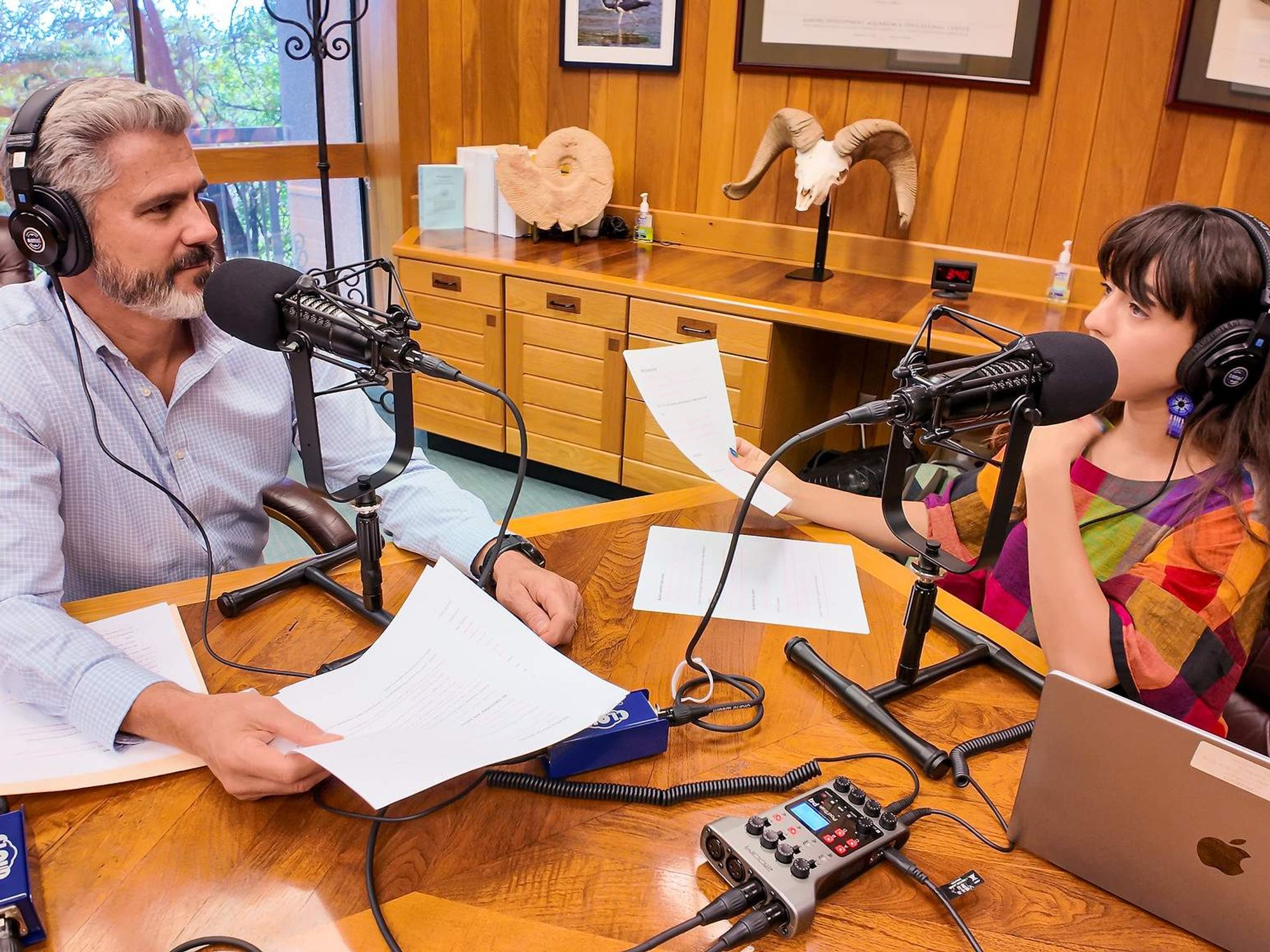 David Yoskowitz and Morgan O'Hanlon recording Better Outside podcast