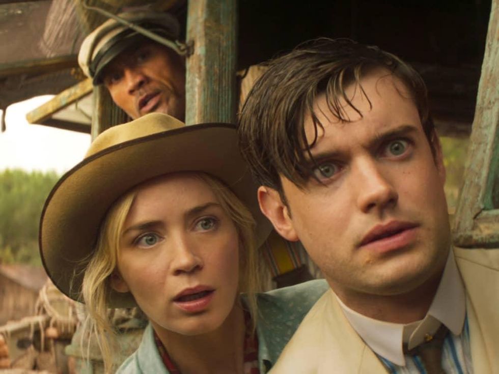 Dwayne Johnson, Emily Blunt, and Jack Whitehall in Jungle Cruise