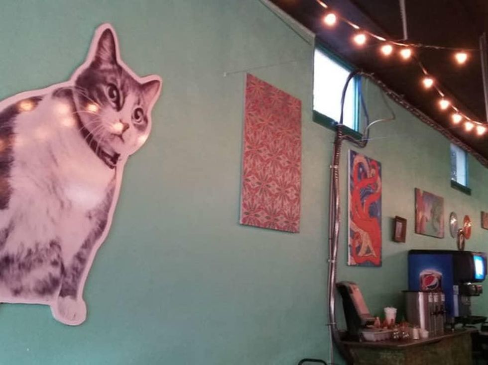 Eclectic decor adorn the Station Cafe's interior.