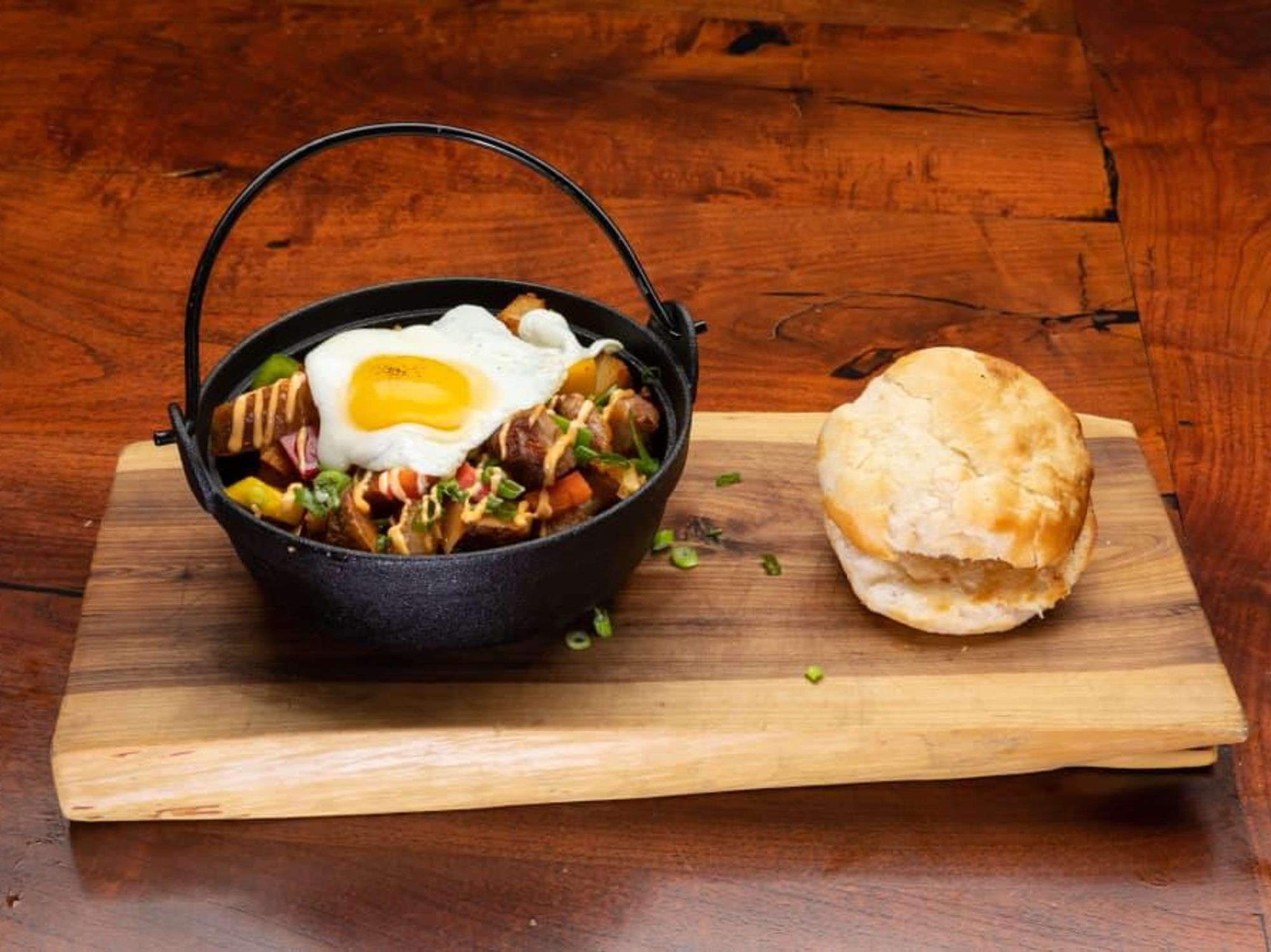 Egg hash and biscuit