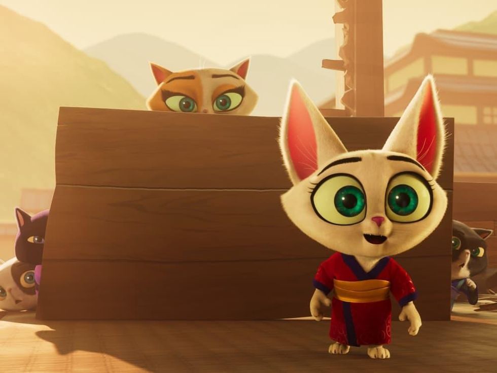 Emiko (Kylie Kuioka) and Yuki (Michelle Yeoh) in Paws of Fury: The Legend of Hank