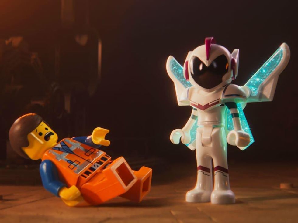 Emmet (Chris Pratt) and General Mayhem (Stephanie Beatriz) in The LEGO Movie 2: The Second Part.