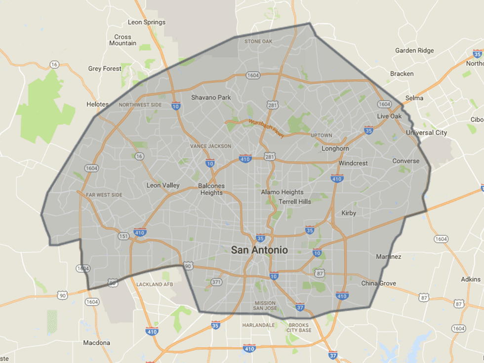 Favor delivery zone map San Antonio July 2017