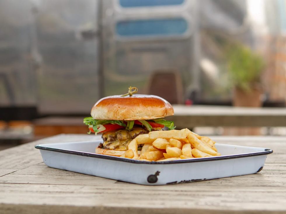 Frank Harris burger at Camp Outpost