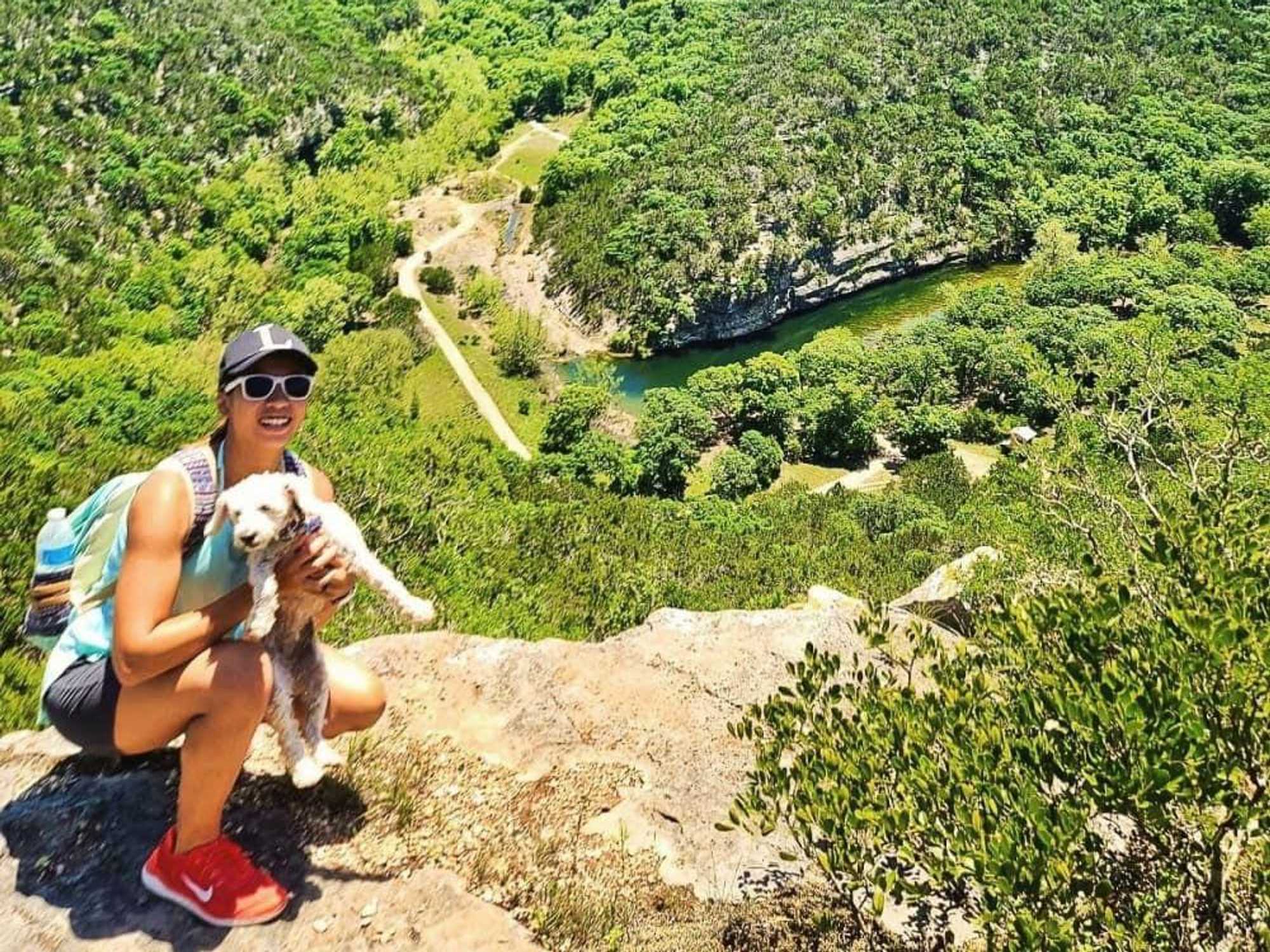 girl and pup at lost maples state natural area