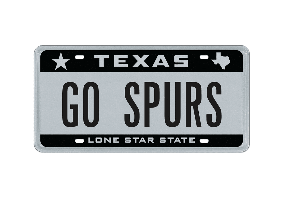 Go Spurs Texas vanity license plate