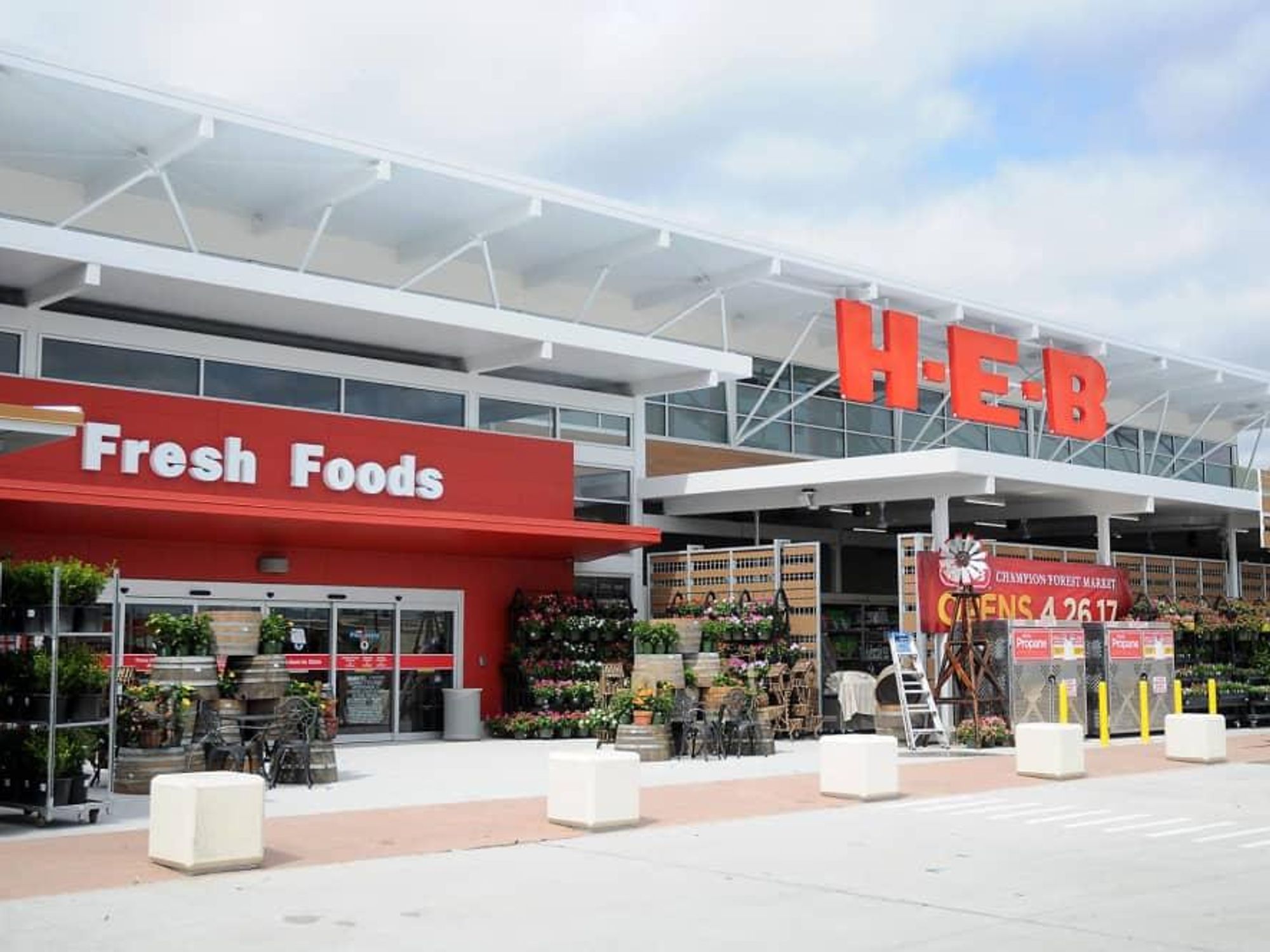 H-E-B grocery store front logo sign