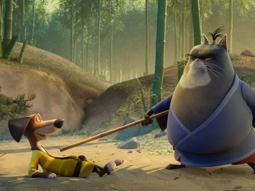 Hank (Michael Cera) and Jimbo (Samuel L. Jackson) in Paws of Fury: The Legend of Hank