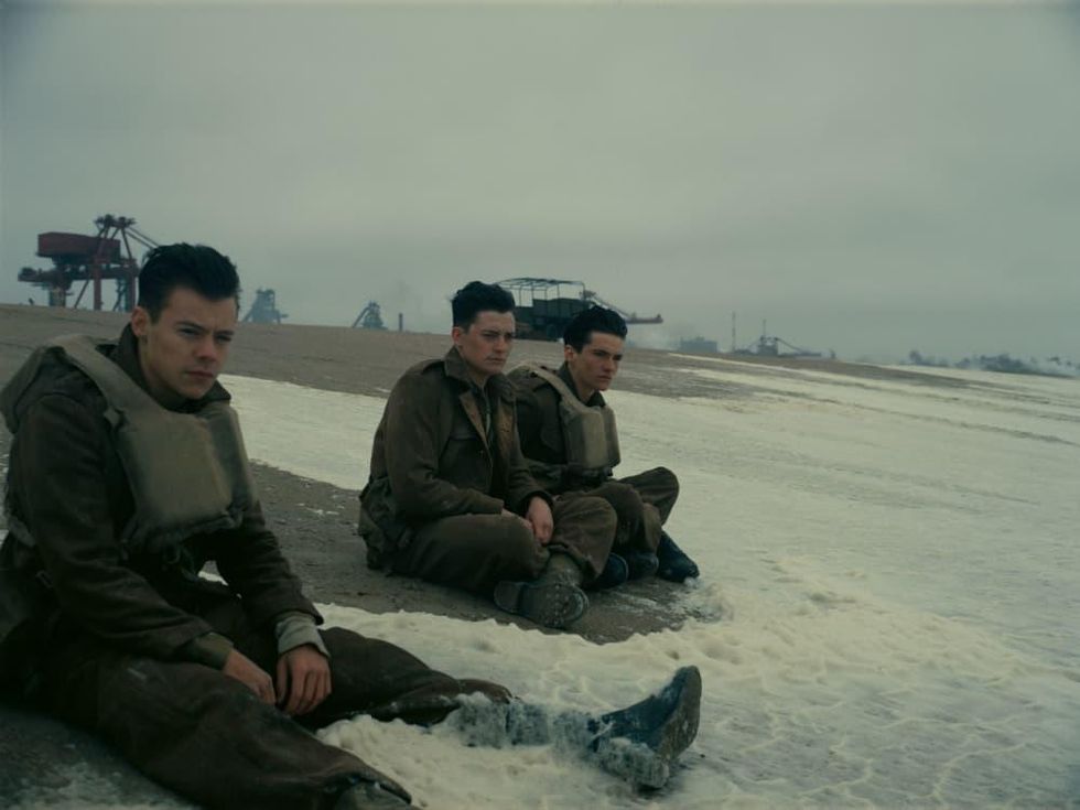 Harry Styles, Aneurin Barnard, and Fionn Whitehead in Dunkirk