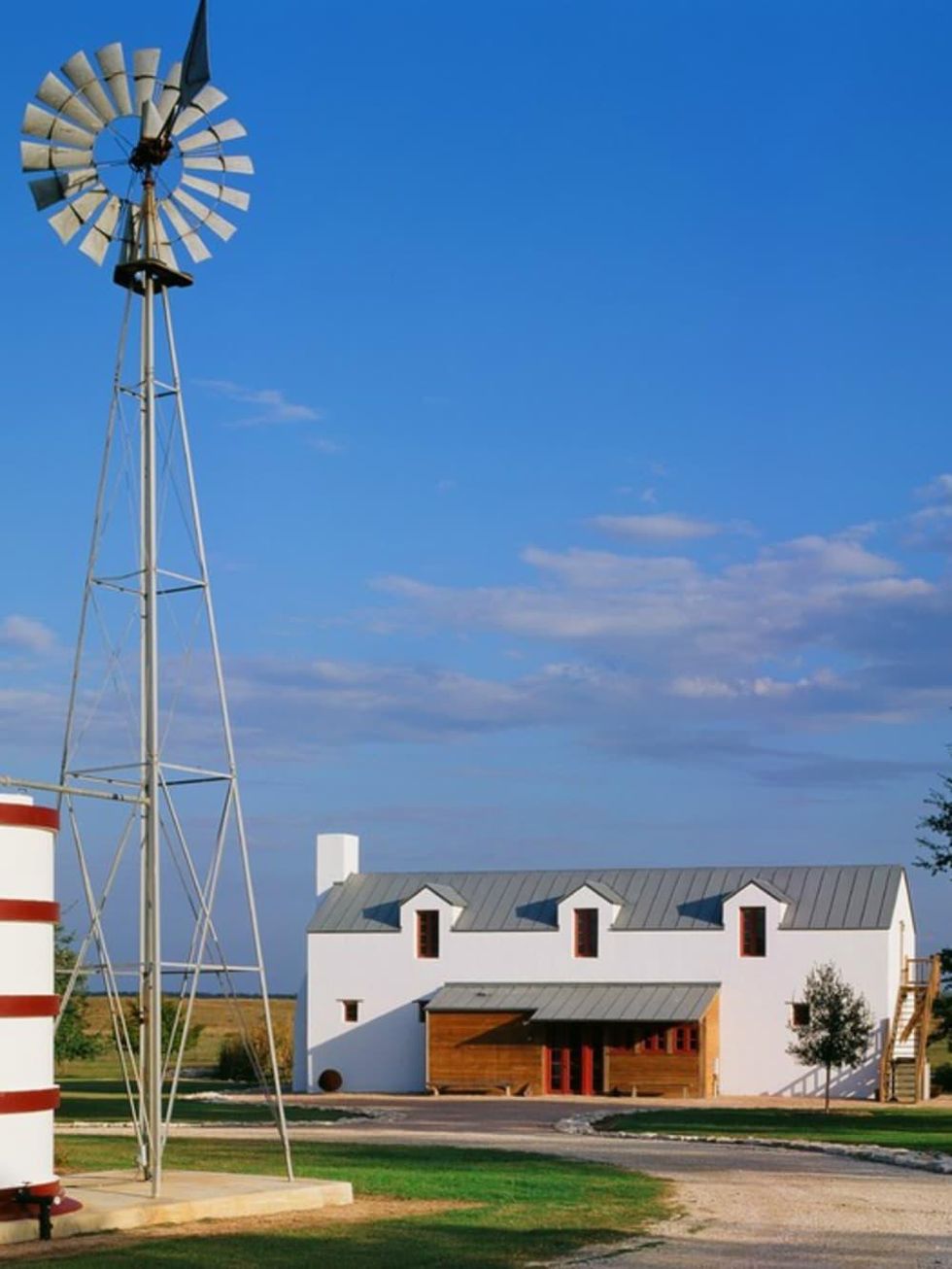 Houzz San Antonio Nixon house home Butcher Ranch exterior windmill