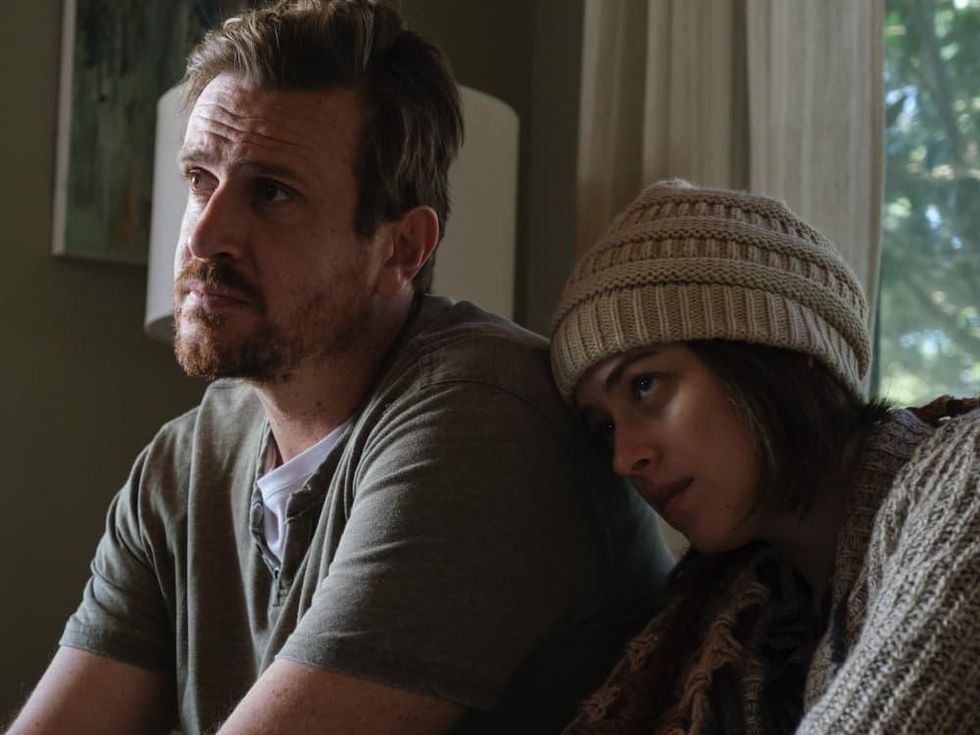 Jason Segel and Dakota Johnson in Our Friend