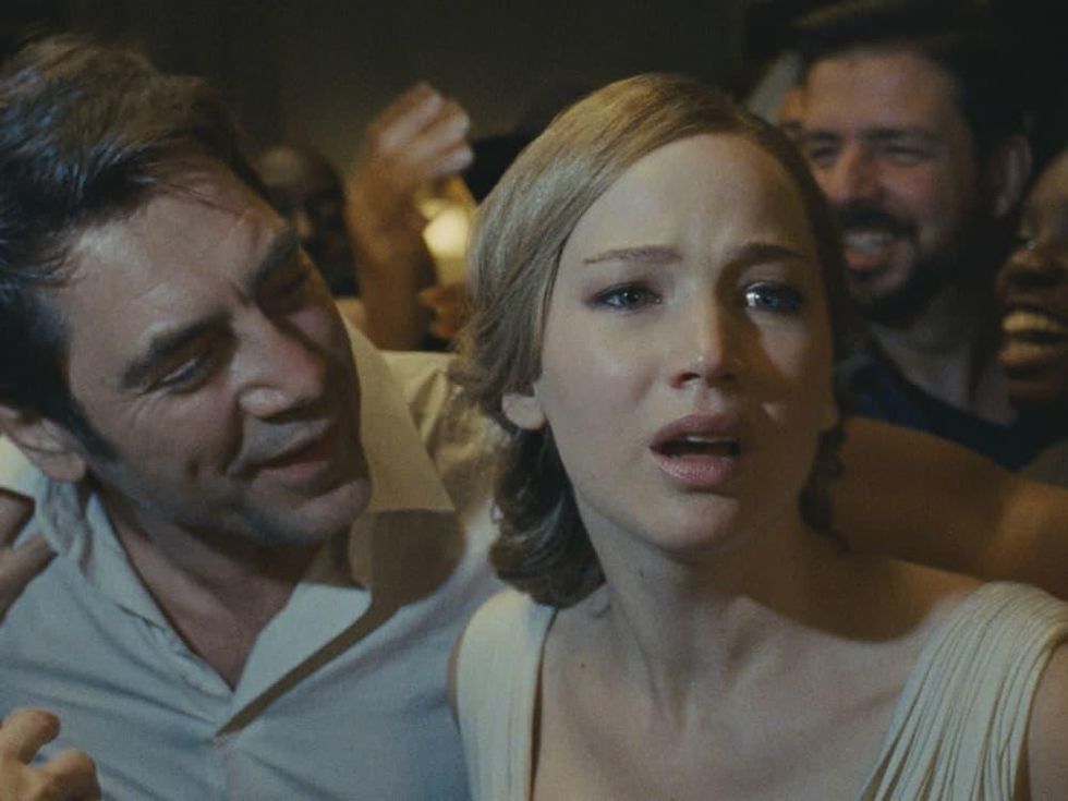 Javier Bardem and Jennifer Lawrence in mother!
