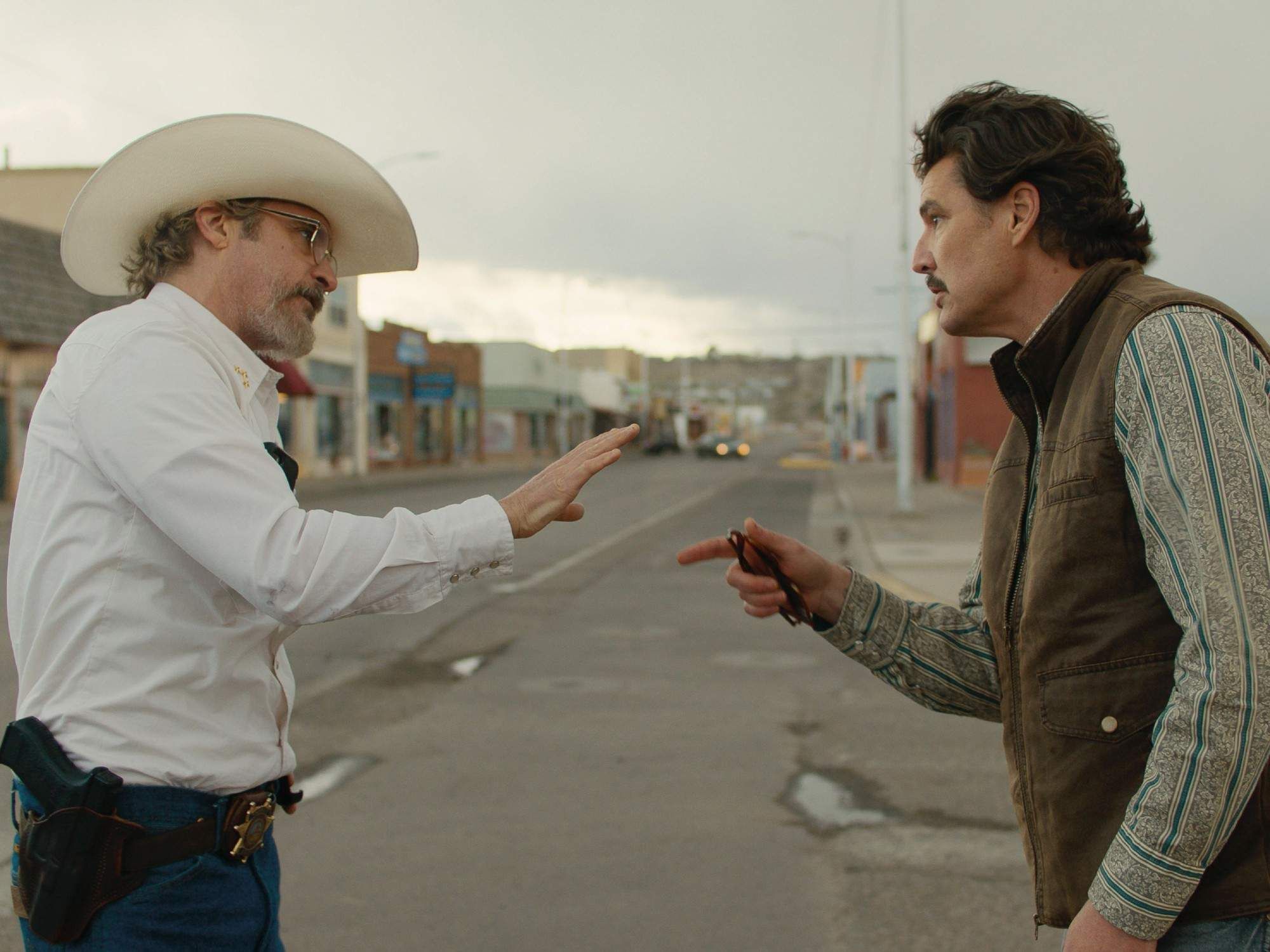 Joaquin Phoenix and Pedro Pascal in Eddington