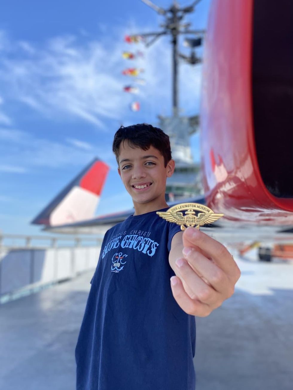 kid at USS Lexington museum