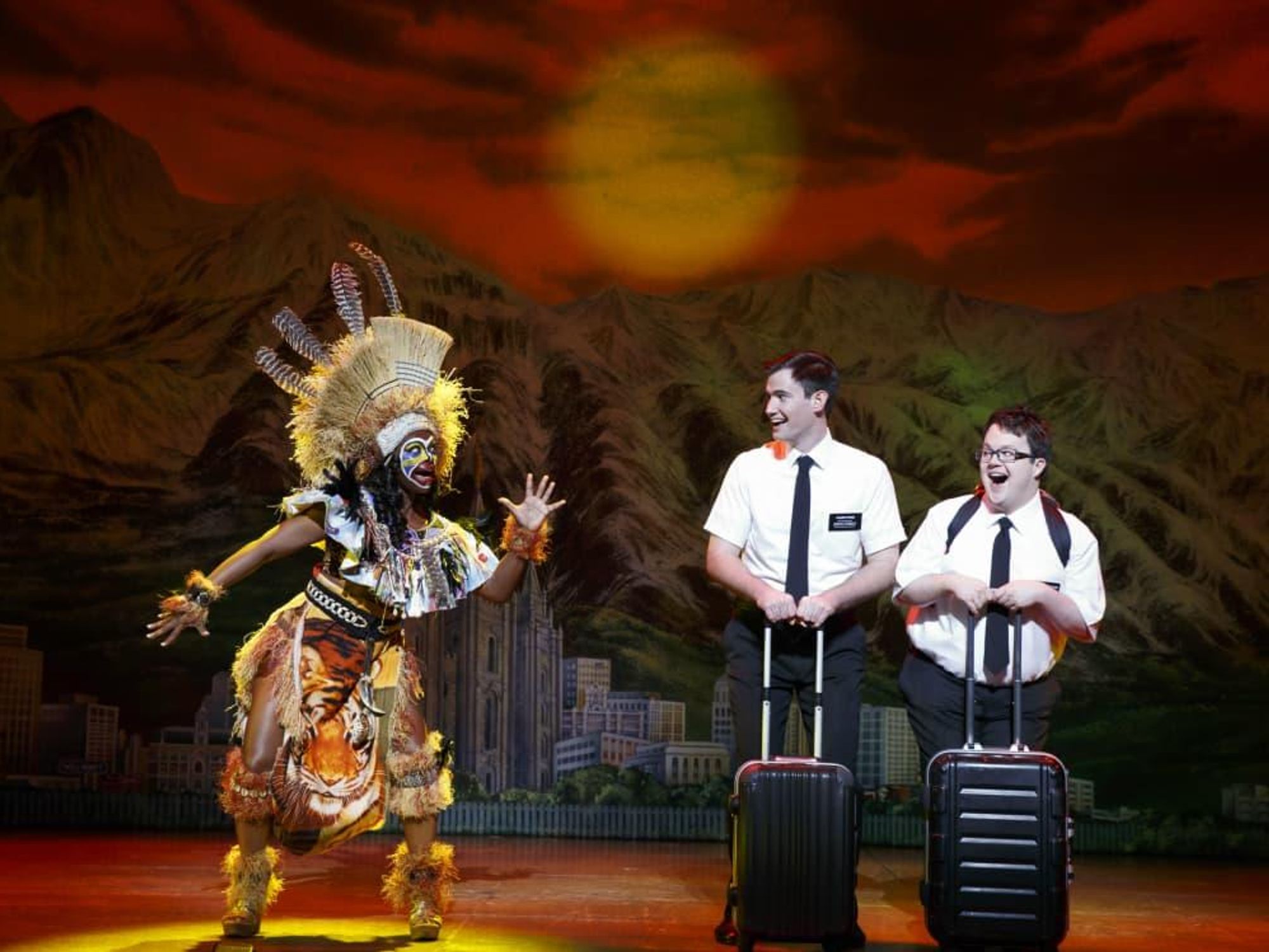 Monica L. Patton, Ryan Bondy, Cody Jamison Strand in The Book of Mormon national tour