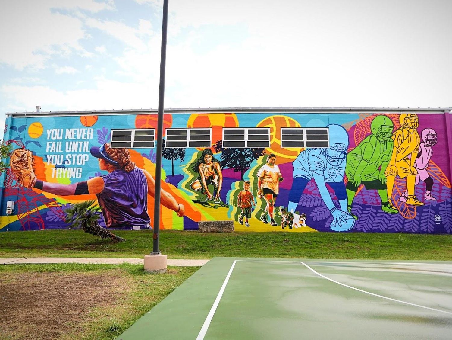 "Motivated Community" mural at the Ramirez Community Center in San Antonio
