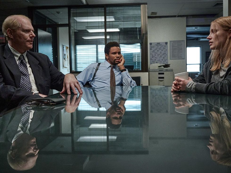 Noah Emmerich, Nnamdi Asomugha, and Jessica Chastain in The Good Nurse