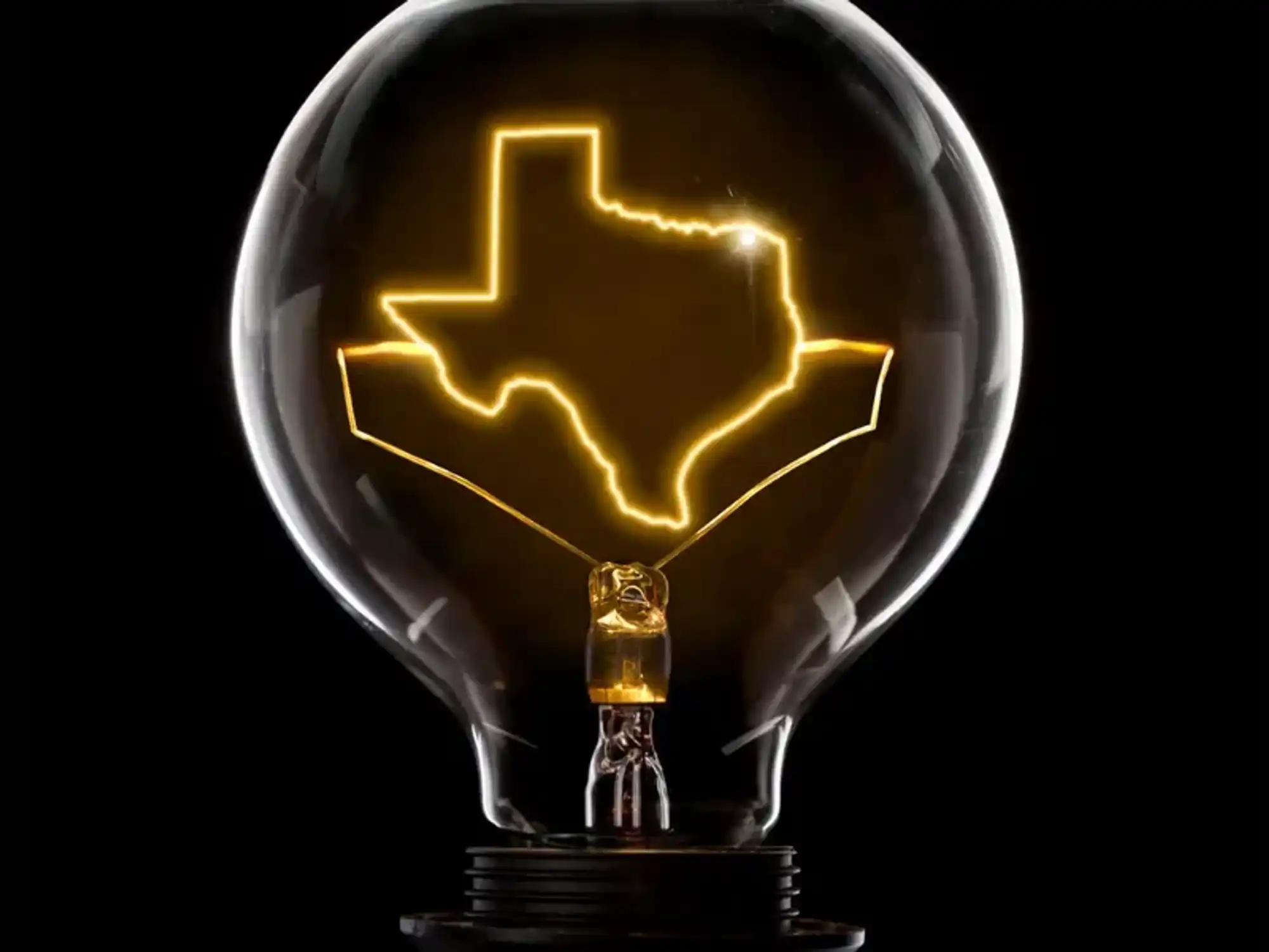 Outline of Texas in a light bulb