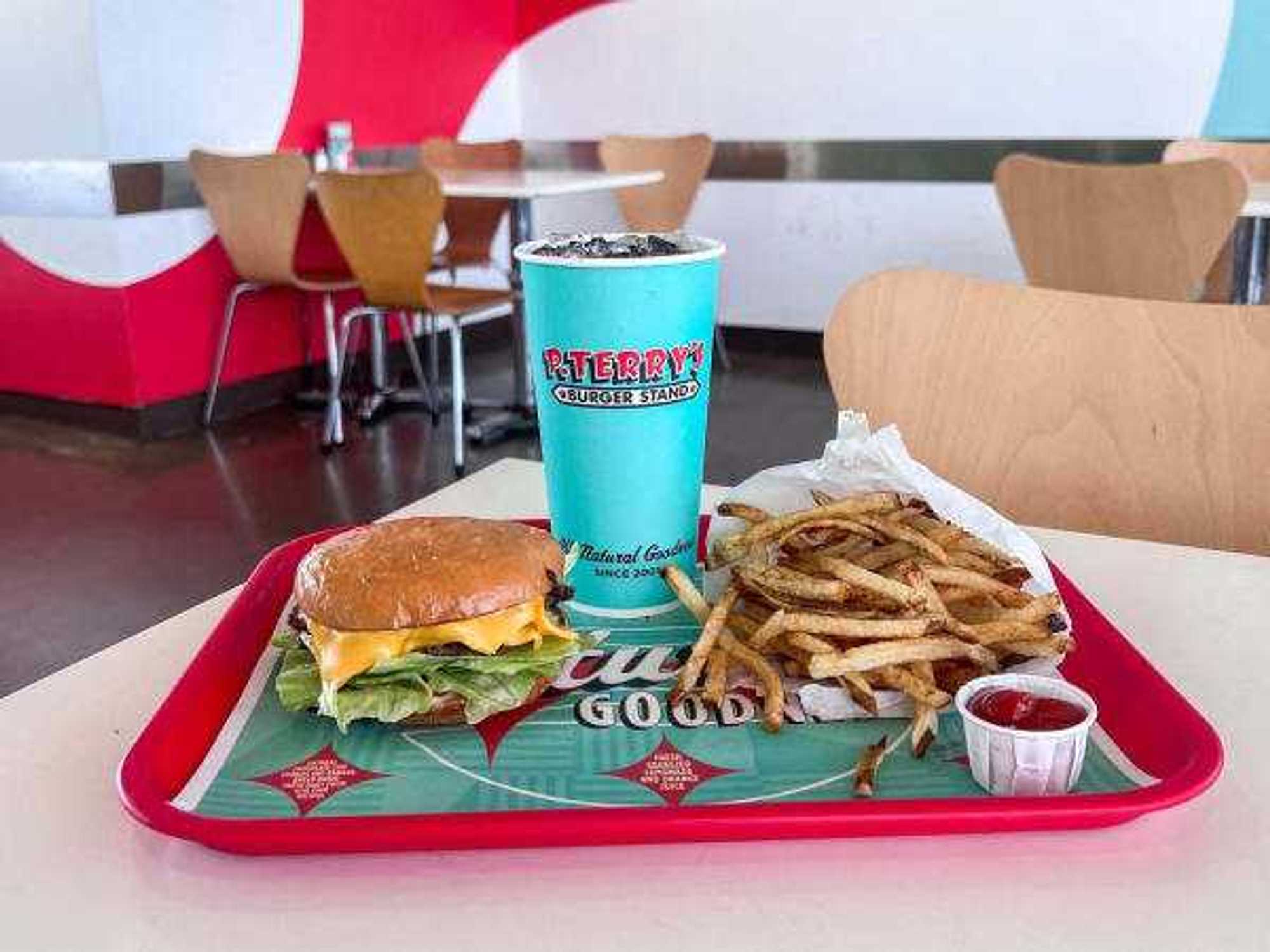 P. Terry's burger, fries, and drink