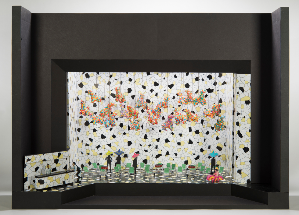 Paul Steinberg, Maquette for Le P\u00e9richole, ca. 2013. Paper, board, metal, and digital photos. Collection of the McNay Art Museum, Gift of The Tobin Theatre Arts Fund, 2018.34.