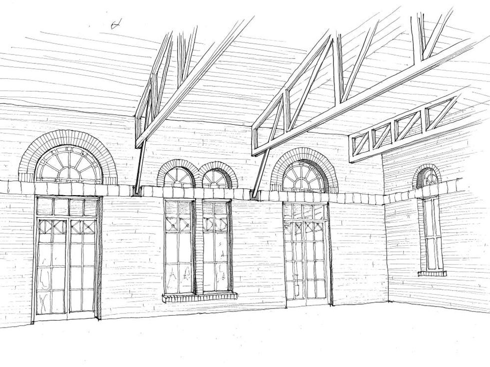 Pearl Brewery food hall interior rendering