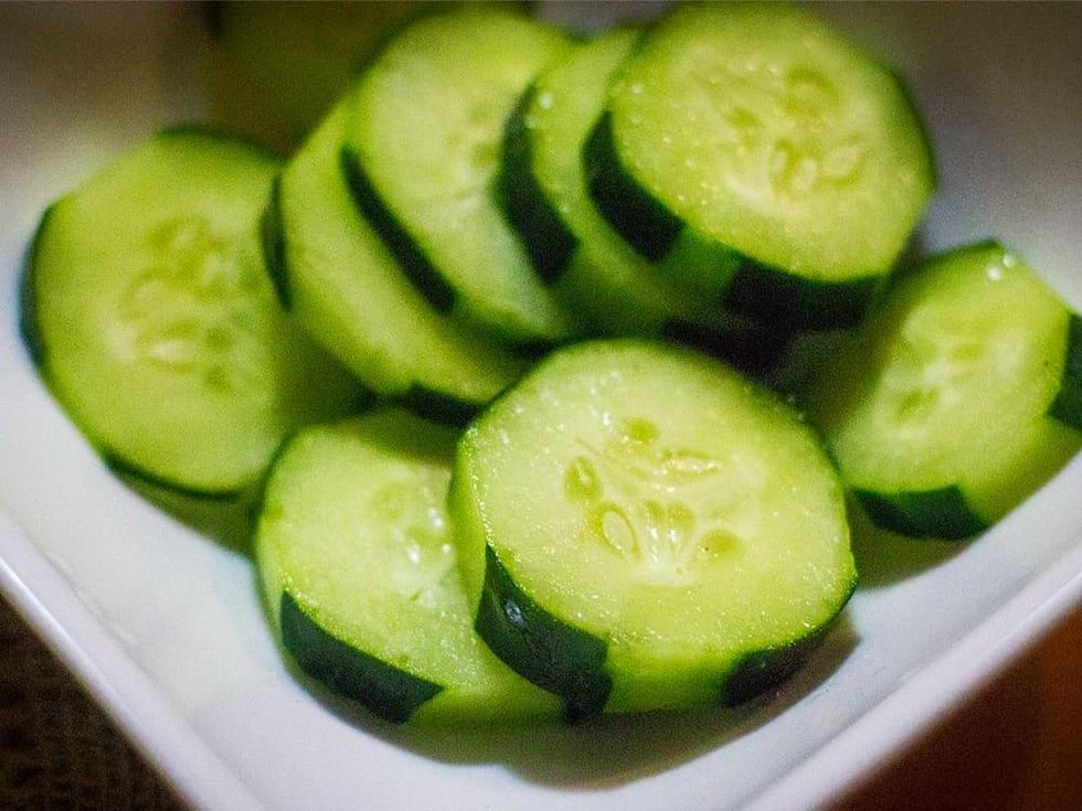 Photo of cucumber slices on a plate