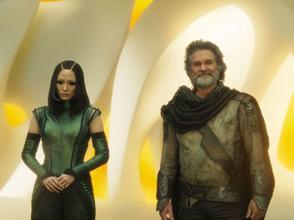 Pom Klementieff and Kurt Russell in Guardians of the Galaxy, Vol. 2