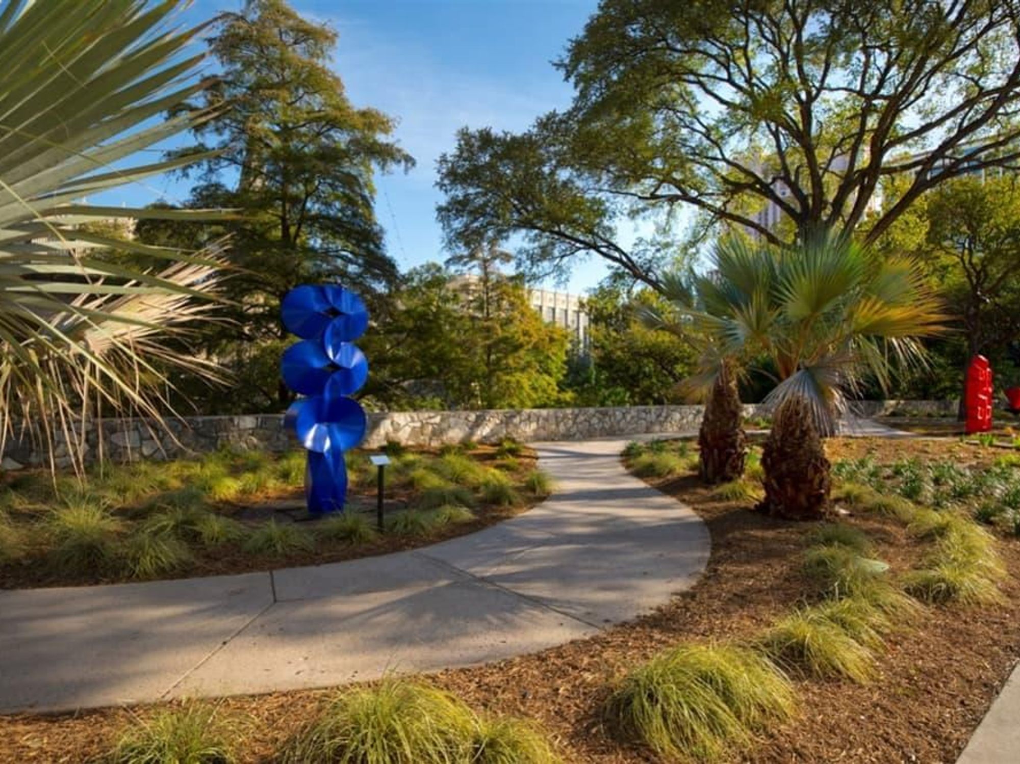 Public art garden along the River Walk.