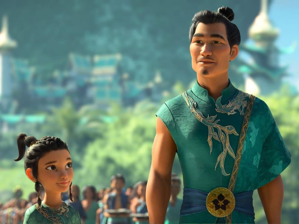 Raya (Kelly Marie Tran) and Benja (Daniel Dae Kim) in Raya and the Last Dragon