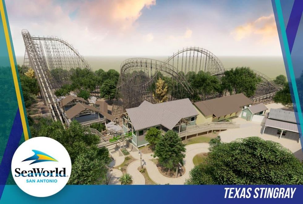 Rendering of the Texas Stingray roller coaster that will open at SeaWorld San Antonio in spring 2020.