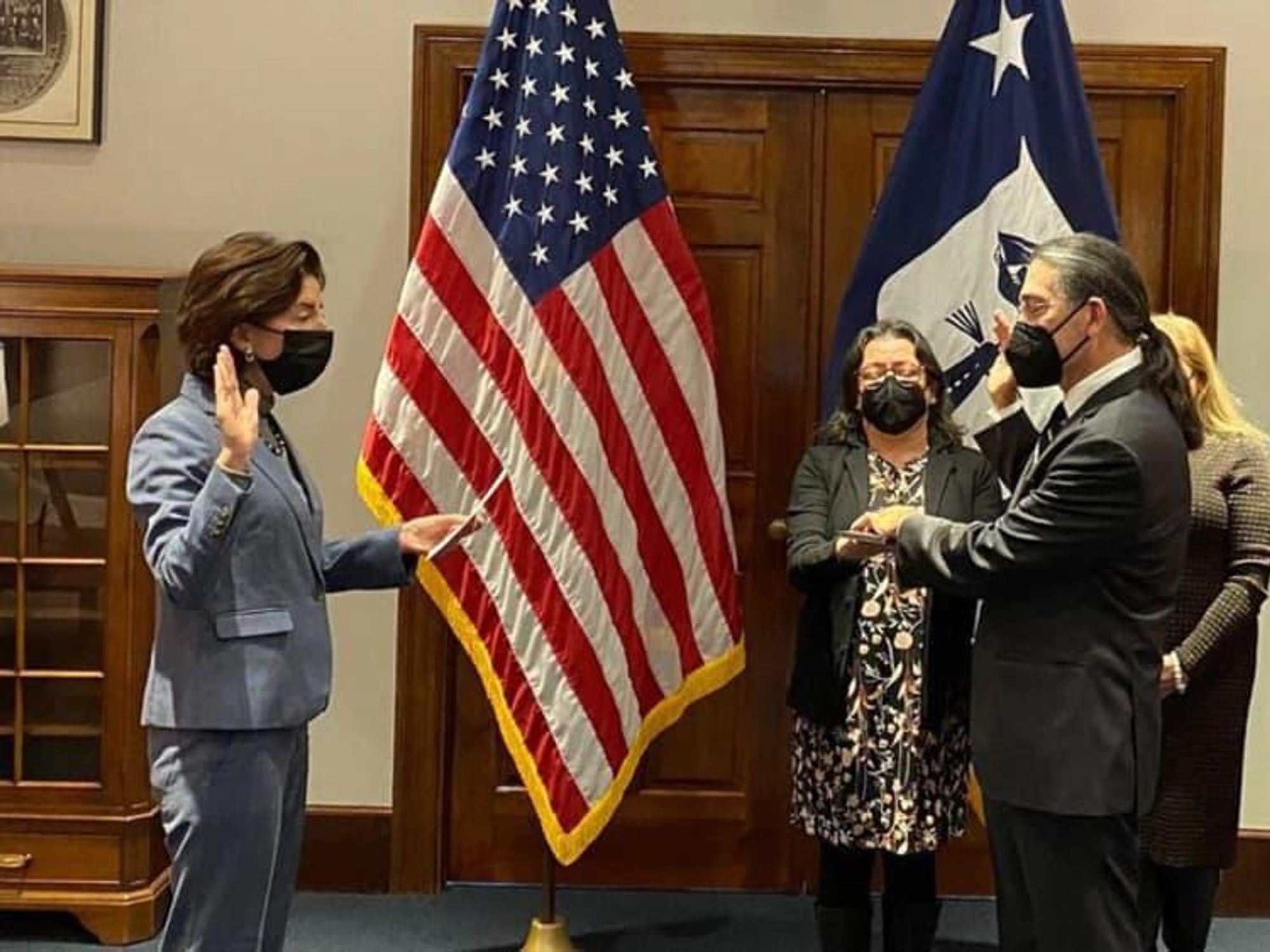 Robert Santos getting sworn in