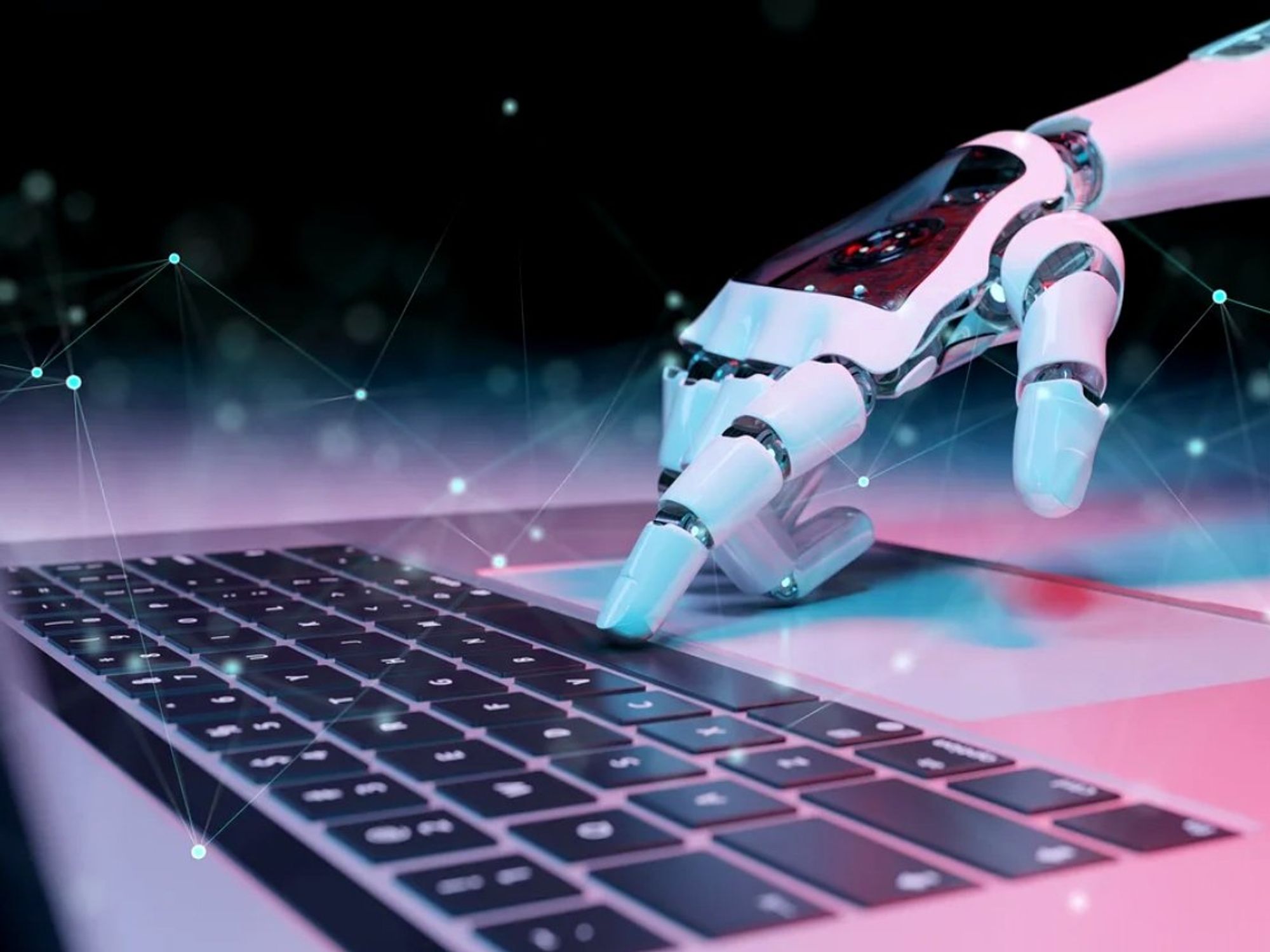 robot computer hand typing chatgpt AI artificial intelligence