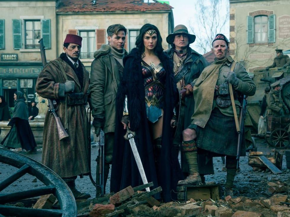 Said Taghmaoui, Chris Pine, Gal Gadot, Eugene Brave Rock, and Ewen Bremner in Wonder Woman