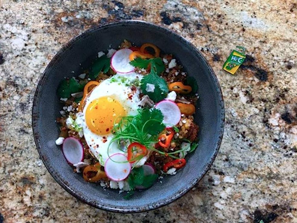 San Antonio, Con Safos and CommonWealth Coffee at Hemisfair, January 2018, fried rice