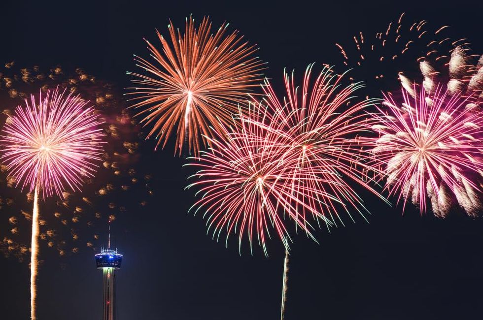 San Antonio skyline fireworks