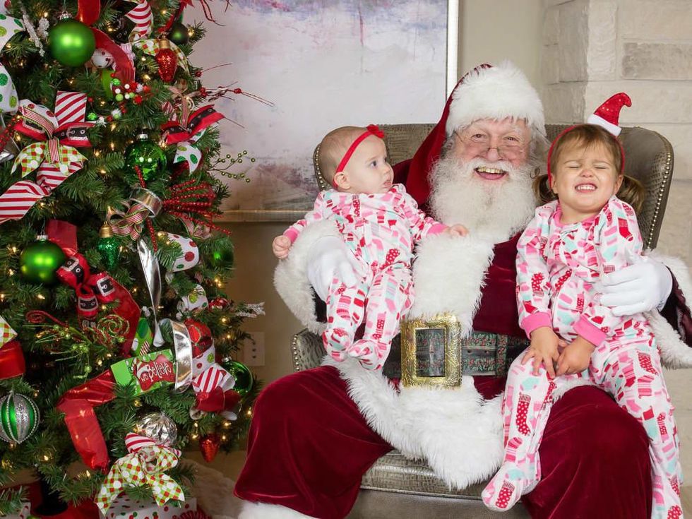 Santa and two little girls