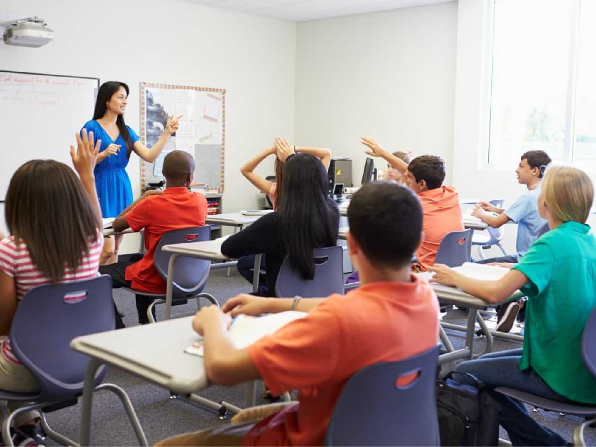 Teacher and students in a classroom