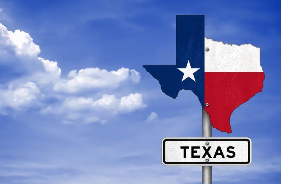 Texas state flag road sign