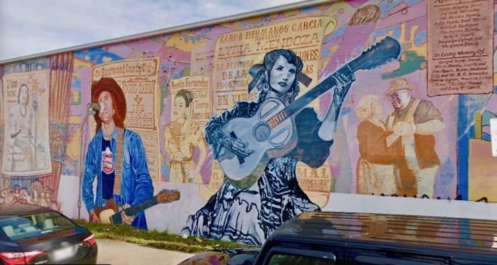 The 10-year-old La M\u00fasica De San Anto mural at 1303 W. Commerce St. is being restored.