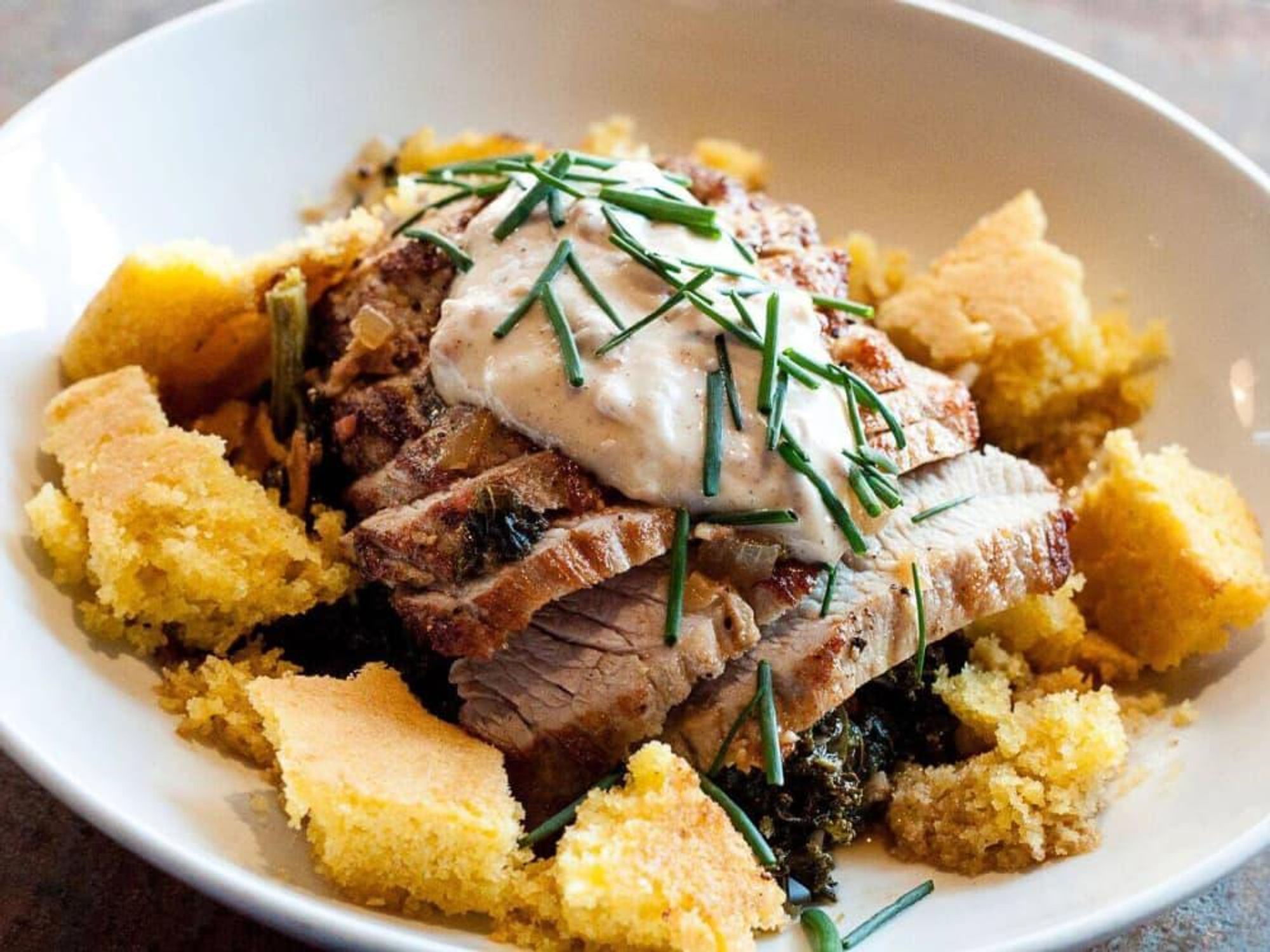 The General Public restaurant pork greens cornbread