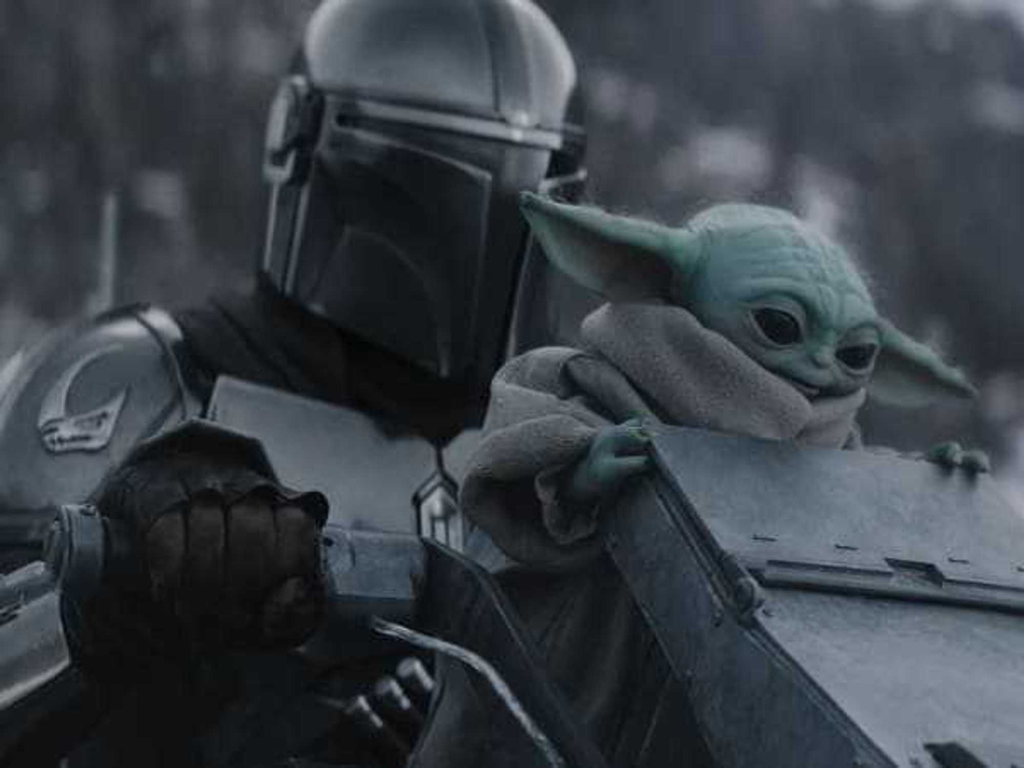 The Mandalorian (Pedro Pascal) and Grogu in The Mandalorian and Grogu