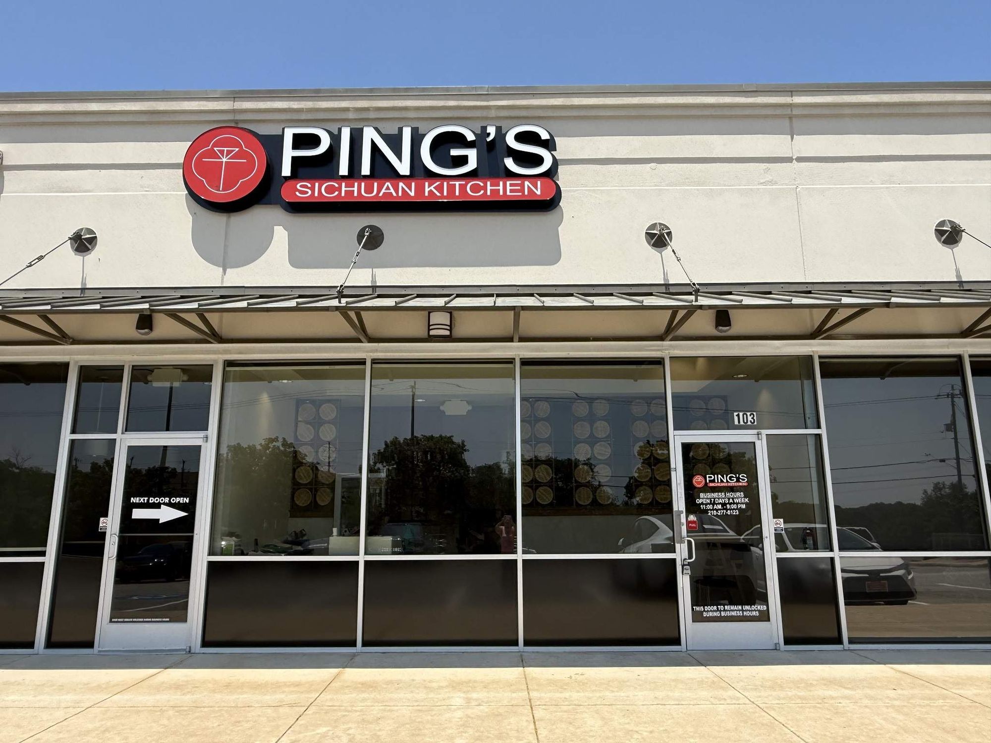 The outside of Ping's Sichaun Kitchen in San Antonio